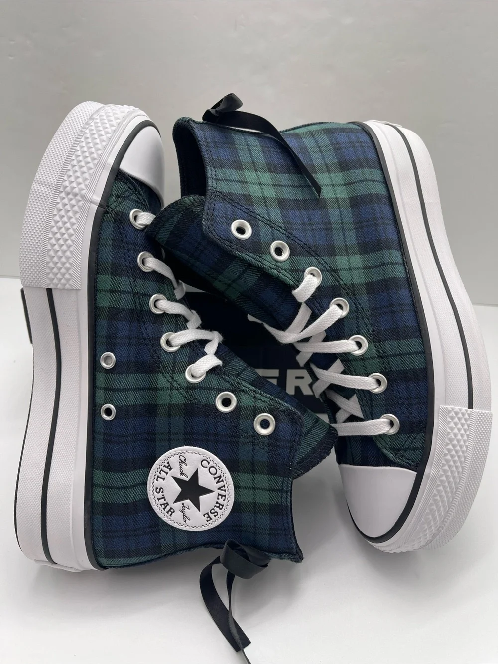 Converse A13879C CTAS LIFT HI NAVY/BLACK/WHITE Platform Sneakers Plaid